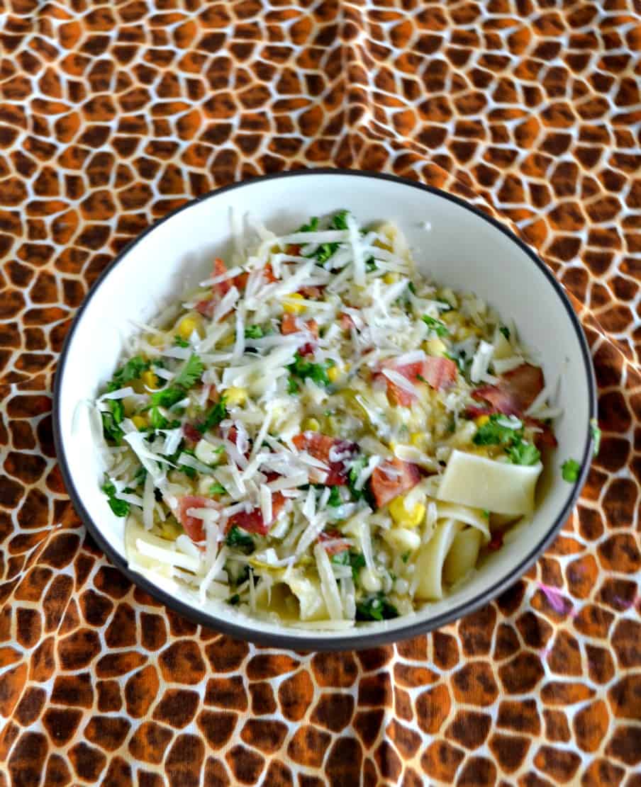 Get to the farmer's market and grab some sweet corn to make this Corn Pasta with Bacon and Pecorino Romano!