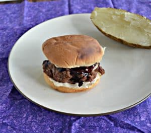 Burgers with Blueberry BBQ Sauce, Brie, and Lemon Shallot Aioli is the perfect show piece burger