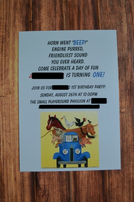 Little Blue Truck invitations
