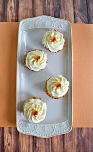 Caramel Vanilla Cupcakes topped with an edible leaf