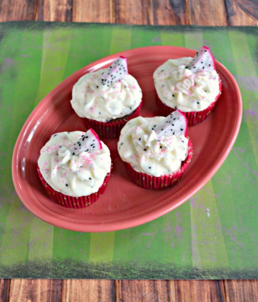 Chocolate Dragon Fruit Cupcakes with Dragon Fruit Frosting