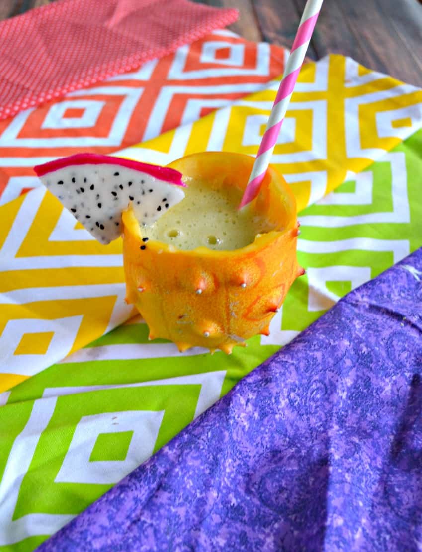 Freaky Fruits Cocktail in a Kiwano Horned Melon Cup