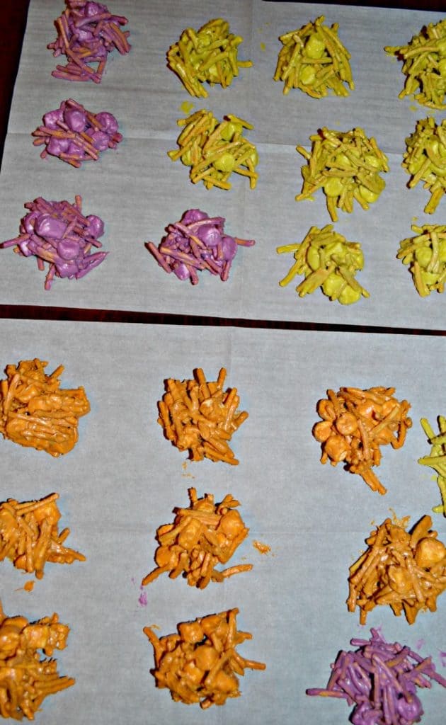 Choose a few fun colors and make these creepy Halloween Haystacks!