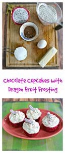 Everything you need to make Chocolate Cupcakes with Dragon Fruit Frosting