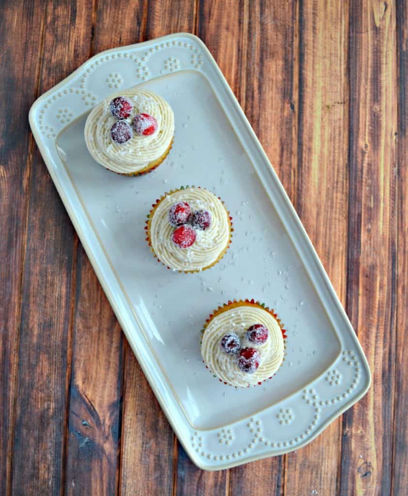 Bite into one of the sweet, spicy, and tart Chai Cranberry Christmas Cupcakes this holiday season!