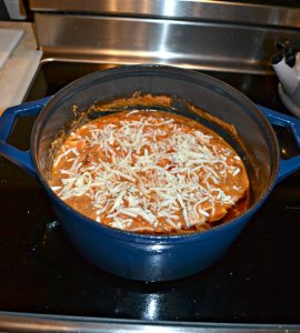 One Pot Lasagna goes from stove top and oven all in one pot!