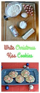 Everything you need to make White Christmas Kiss Cookies