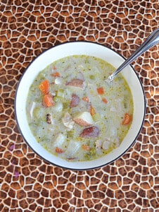 A bowl of soup.