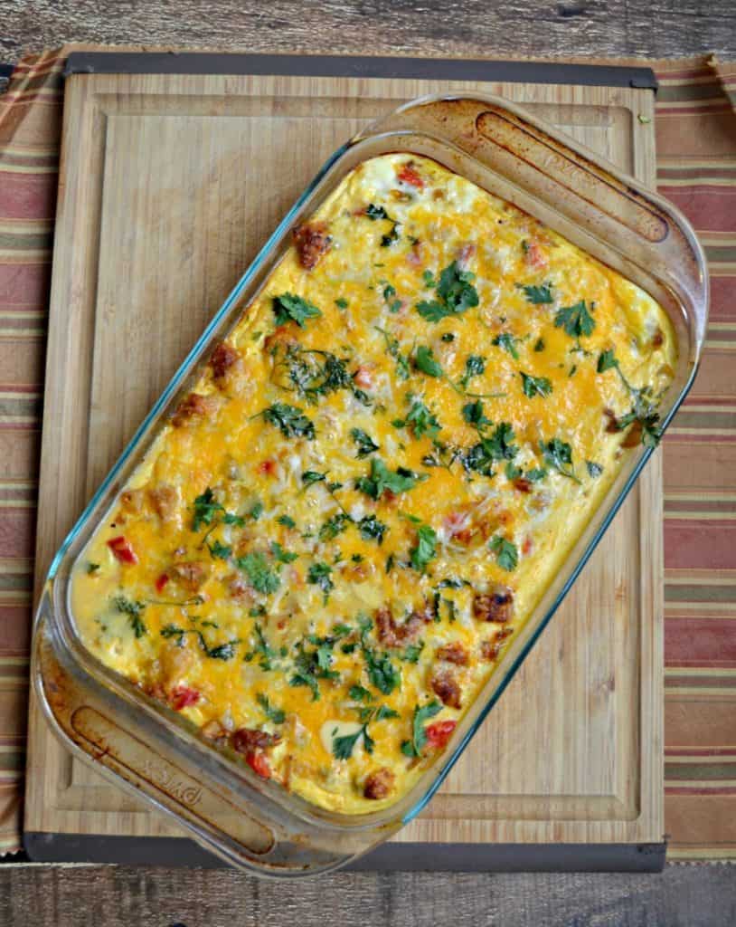 Looking for an all in one casserole perfect for breakfast? Give this Sausage, Egg, and Cheese Breakfast Bake a try!