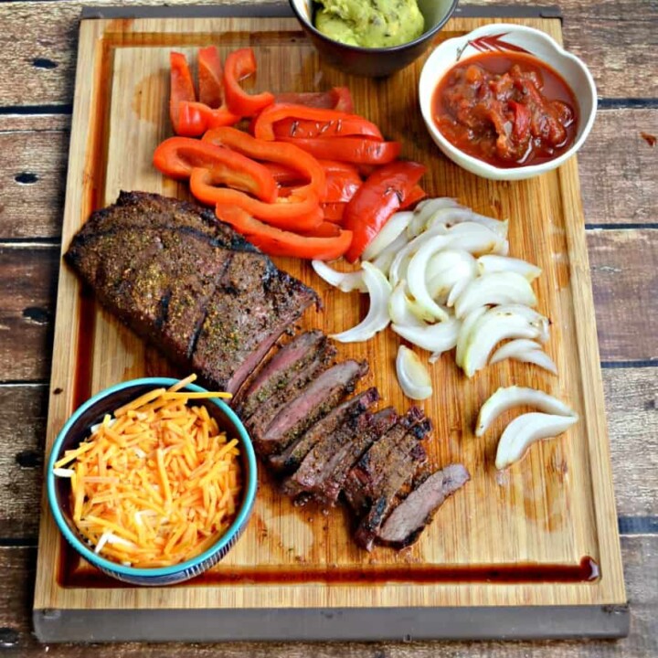 Grilled steak, peppers, and onions make for delicious Grilled Steak Fajitas!