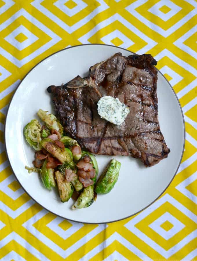 Grilled Porterhouse Steaks with Garlic Herb Compound Butter