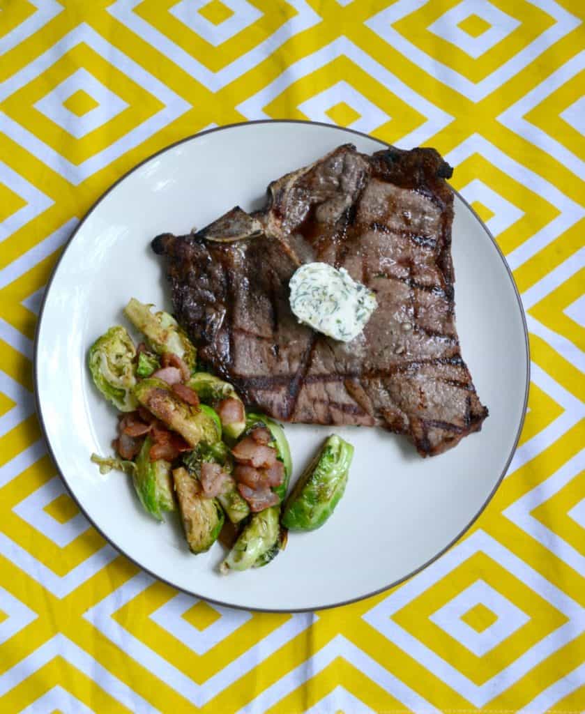Grilled Porterhouse Steaks with Garlic Herb Compound Butter