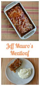 Jeff Mauro's Meatloaf made with 2 types of meat and a tasty BBQ sauce on top.