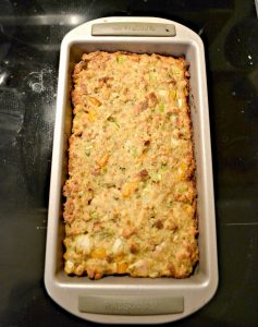 Tuna Loaf is made with vegetables, stuffing, and tuna.