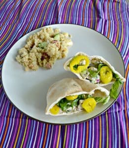 Greek Chicken Salad Pitas with Yogurt Ranch Dressing are perfect for lunch or dinner