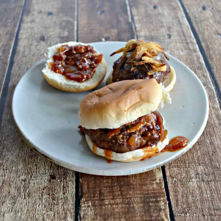 You won't be able to eat just one of these Burgers topped with my Bacon Bourbon Burger Sauce