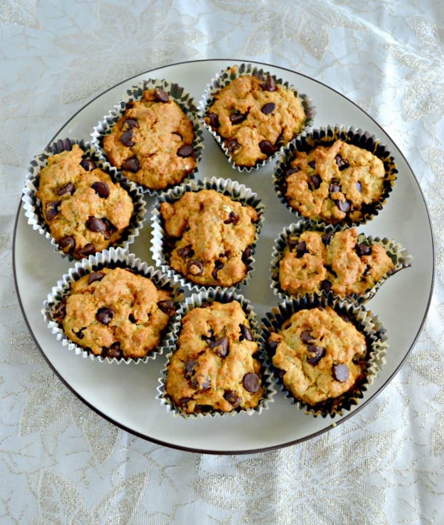 These Oatmeal Almond Chocolate Chip Muffins are made in the Air Fryer!
