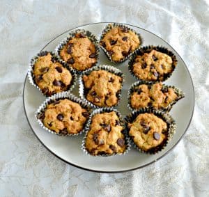 Air Fryer Almond Oatmeal Chocolate Chip Muffins are great for lunches or an after school snack!