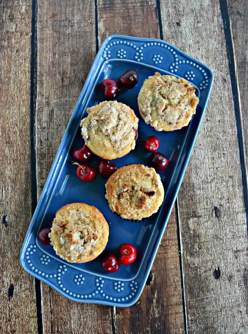Kids will love getting one of these Cherry Muffins with Crumble Topping in their lunchbox!