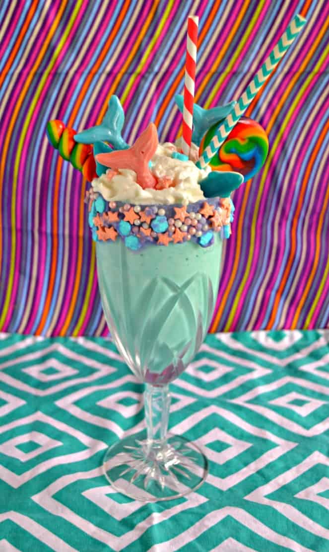 Grab a straw (or two!) and sip on this awesome Mermaid Milkshake this summer!
