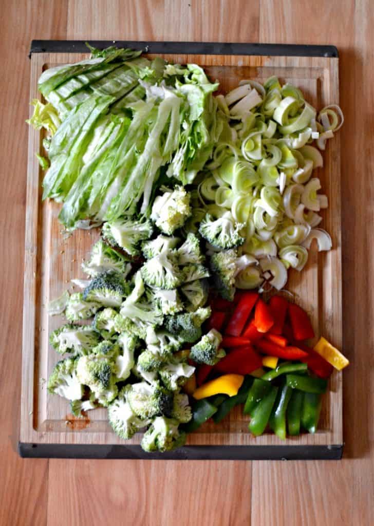 There's tons of veggies in this flavorful Chicken Stir Fry with Salt & Pepper Lettuce