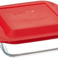 Pyrex SYNCHKG089152 Get Dinner Away Large Handle 8" x 8" Square Dish. Making it Easy to Monitor Casserole Cooking and Brownie Baking from a, 4, Red 8"