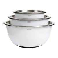 OXO 1107600 Good Grips 3-Piece Stainless-Steel Mixing Bowl Set, White