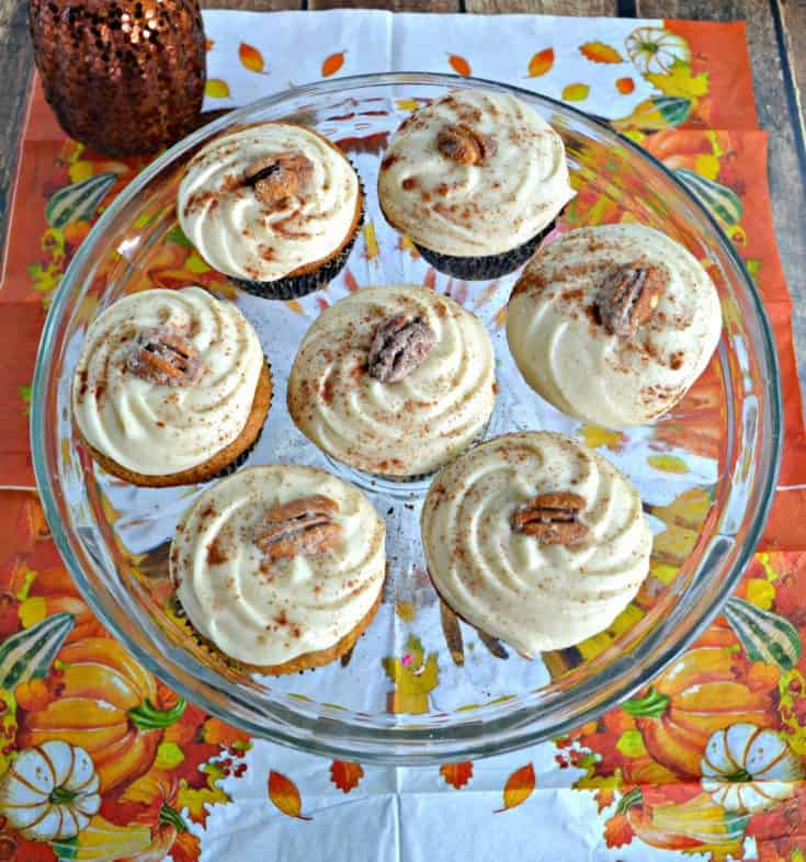 Take a bit out of these Bourbon Pecan Pie Cupcakes with Caaramel Frosting