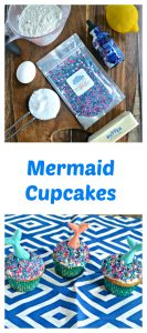 It's easy to make Lemon Mermaid Cupcakes and kids can help you finish them off by decorating them!