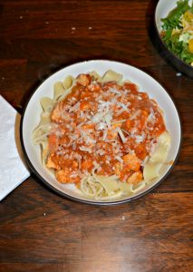 Chicken and Bacon mix with fresh vegetables in this delicious homemade Ragu