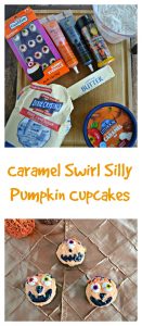 It's easy to make these fun Caramel Swirl Silly Pumpkin Cupcakes