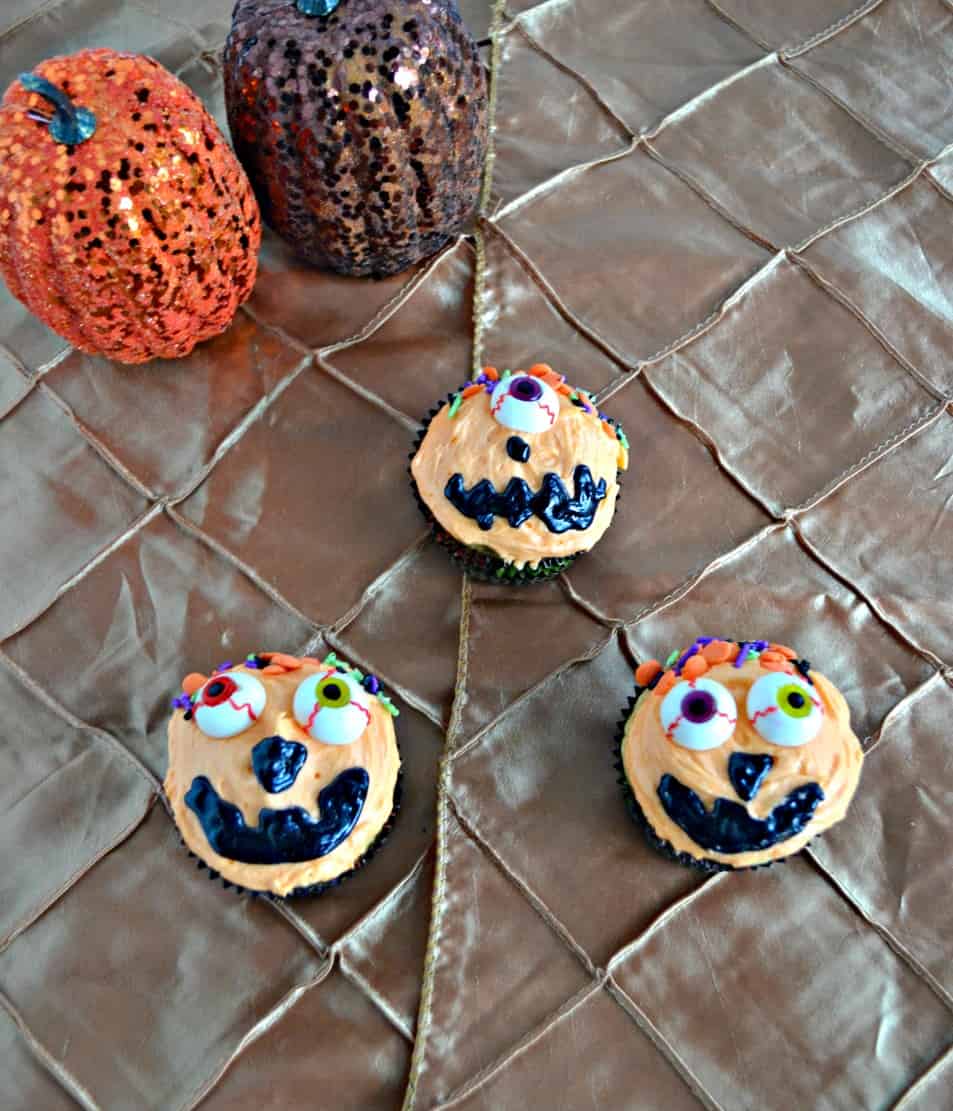 Caramel Swirl Silly Pumpkin Cupcakes