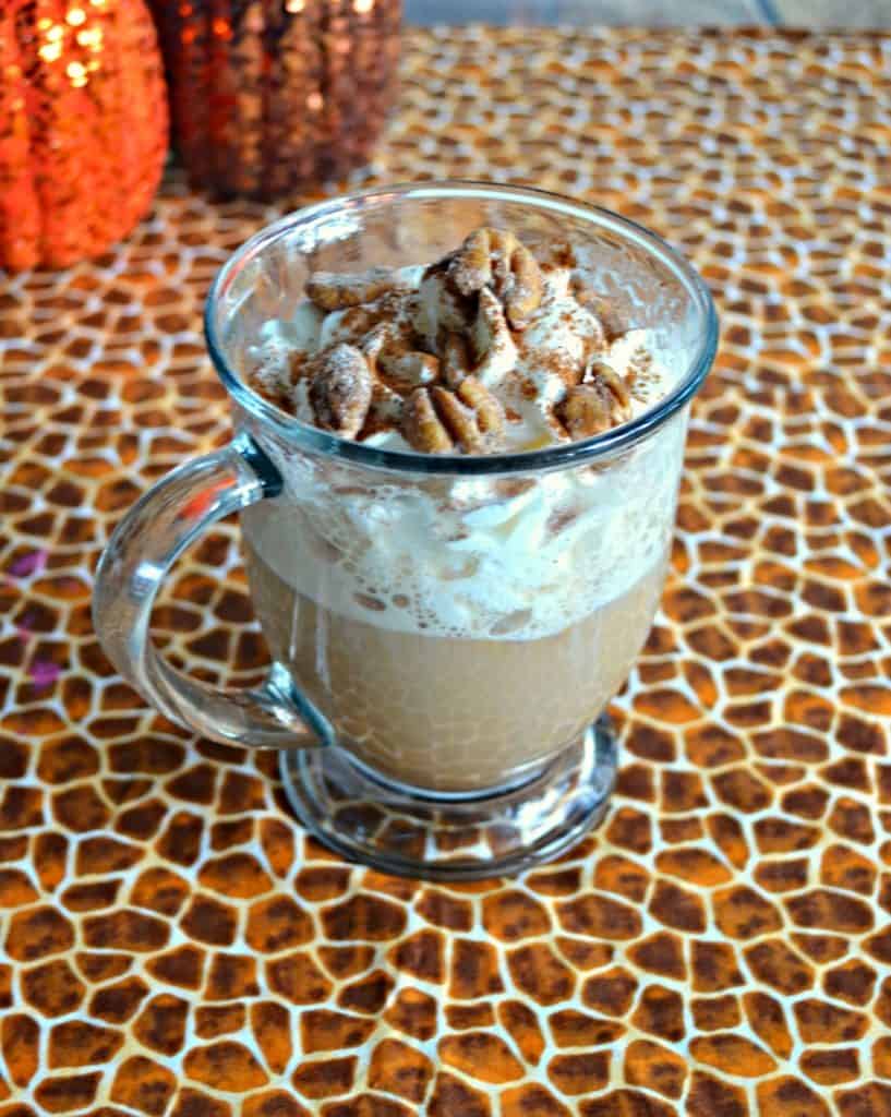 Looking for a fall beverage to warm you up? This Spiced Pecan Latte will do the trick!