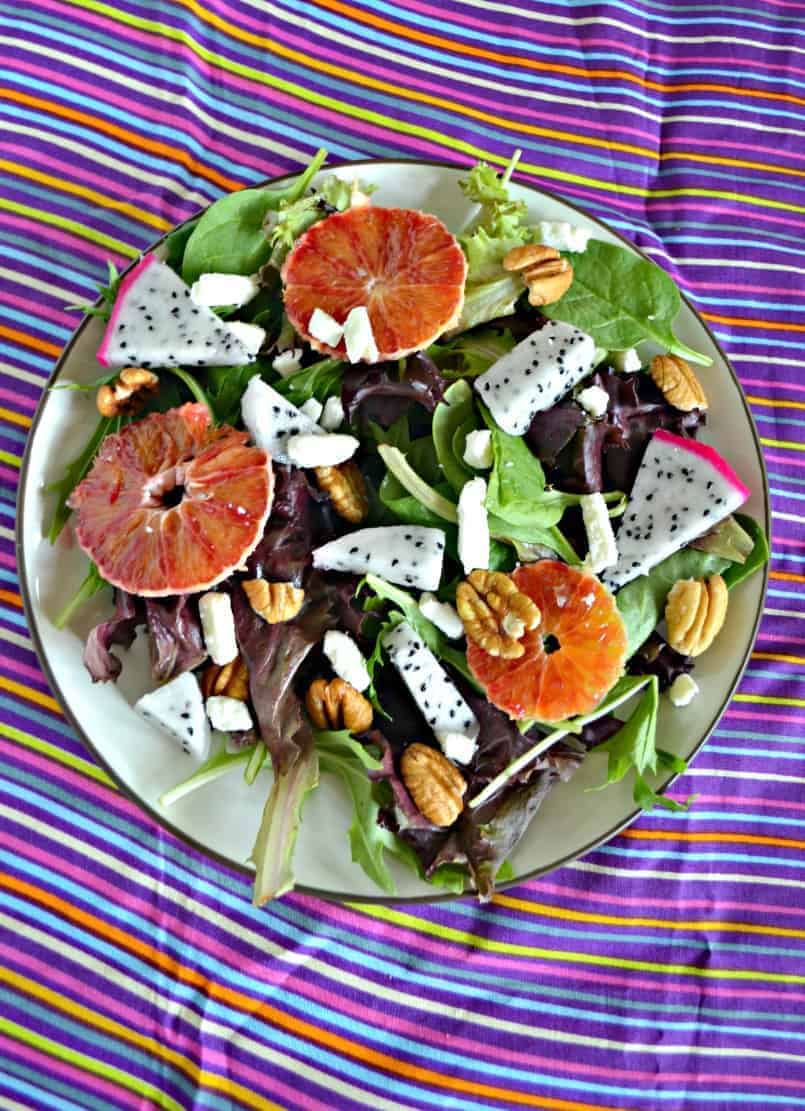 Try this awesome Dragon Fruit and Blood Orange Salad with Pecans