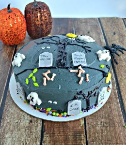 Don't get scare when you bite into this delicious cherry vanilla Spooky Graveyard Layer Cake!