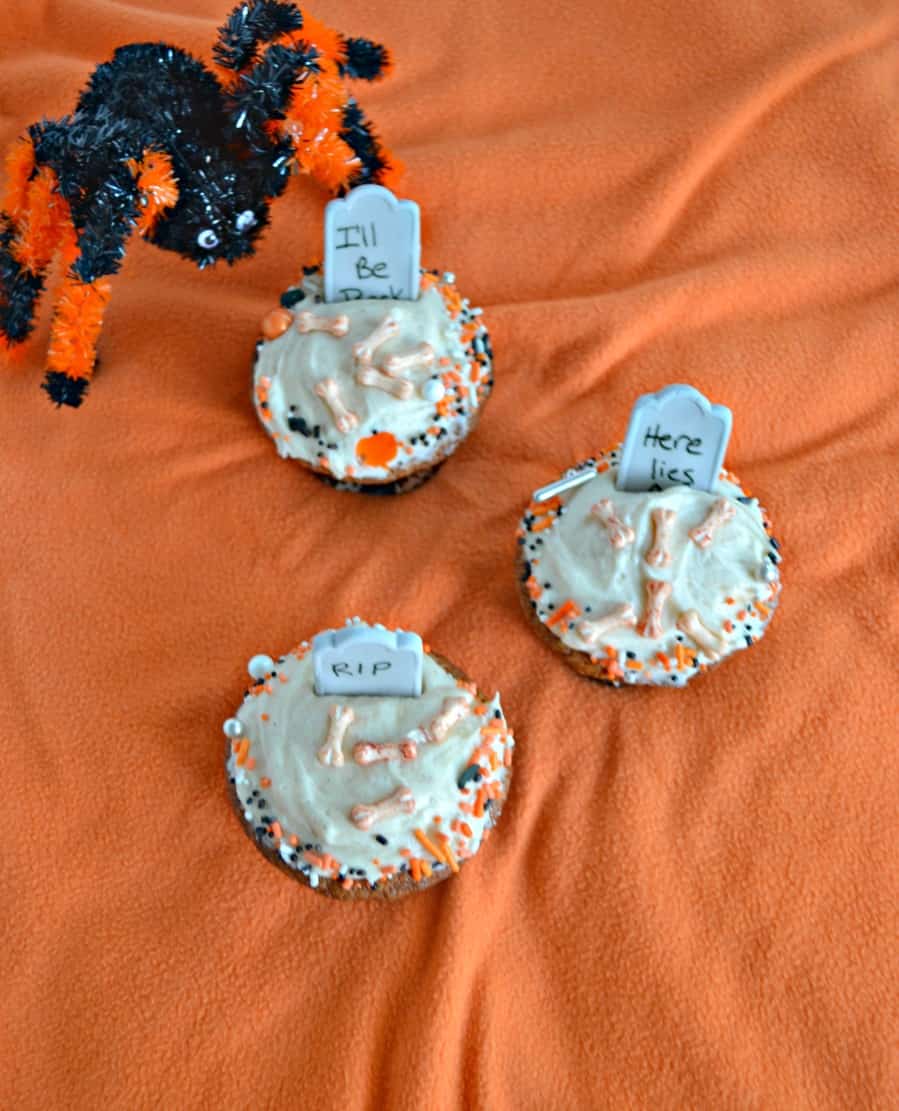 Spiced Caramel Halloween Graveyard Cupcakes