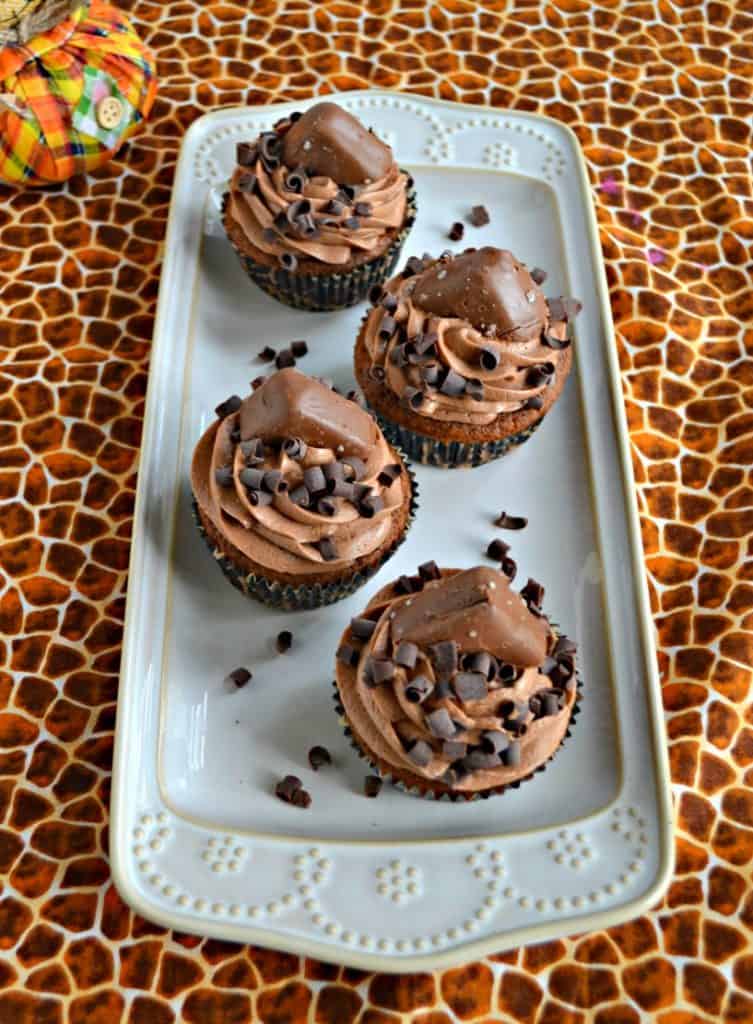 It doesn't get much better then Triple Chocolate Cupcakes with chocolate buttercream and chocolate caramel truffles on top!