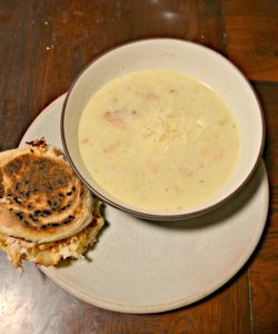 Creamy Cauliflower soup with Grilled Cheese