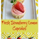 Bright lemon cupcakes with strawberry frosting