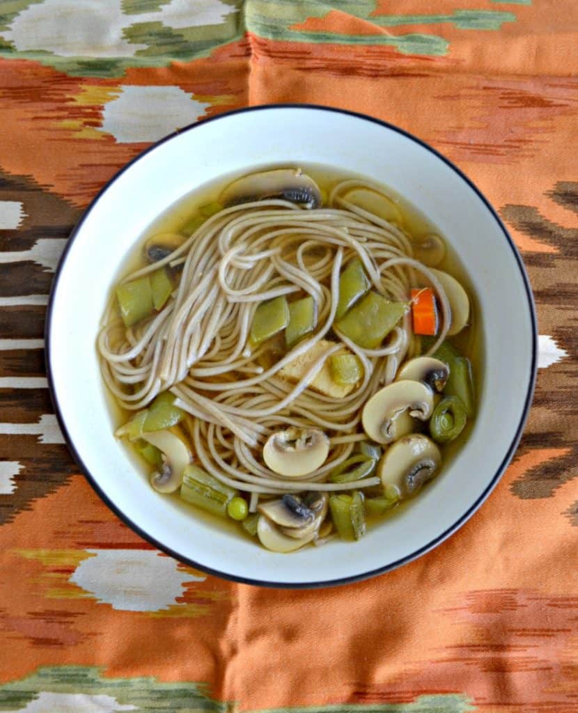 A bowl of Chicken Soup with Soba Noodles