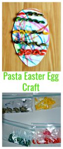 Dying pasta for an Easter egg craft