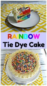 Rainbow Tie Dye Cake inside and out