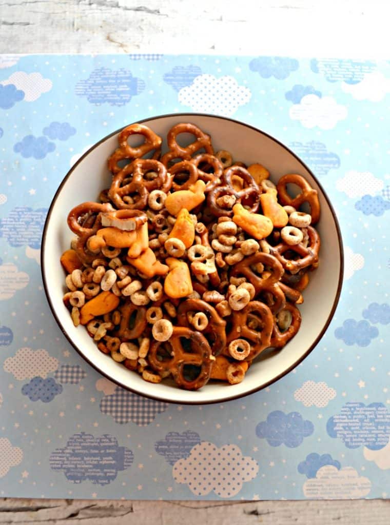 A bowl of Cheerios Snack Mix