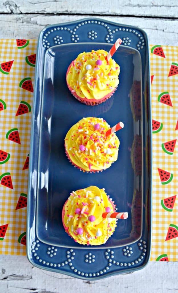 Pink Lemonade Cupcakes with Straws