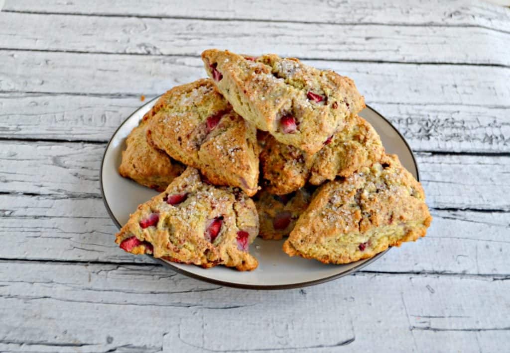 Strawberry Scones piled on a plate