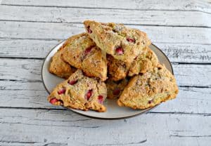 Strawberry Scones piled on a plate
