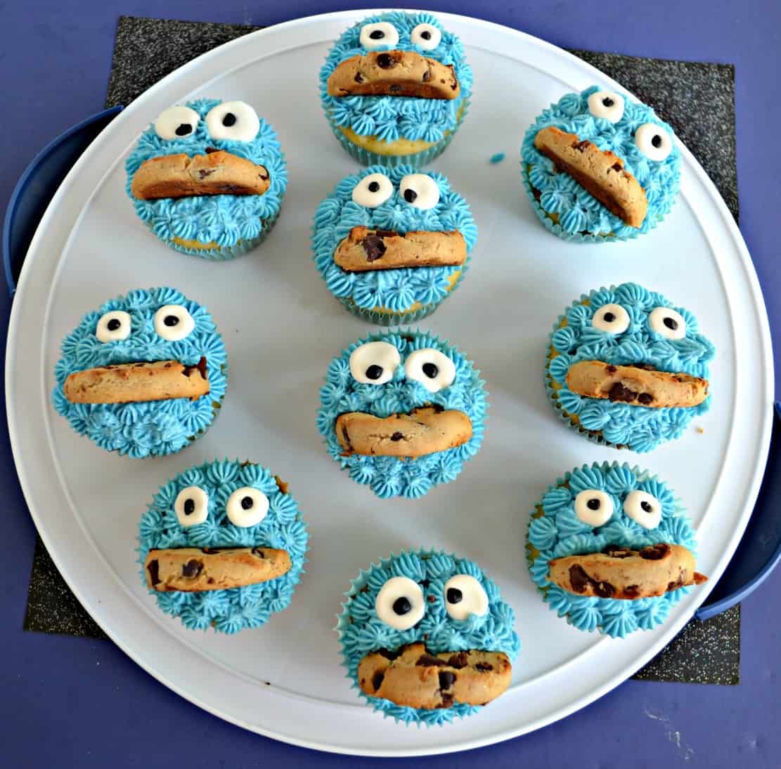 Chocolate Chip Cookie Monster Cupcakes
