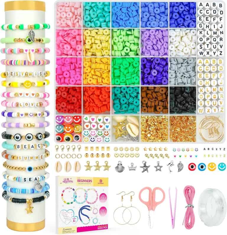 A sleeve of bracelets, a box of beads.
