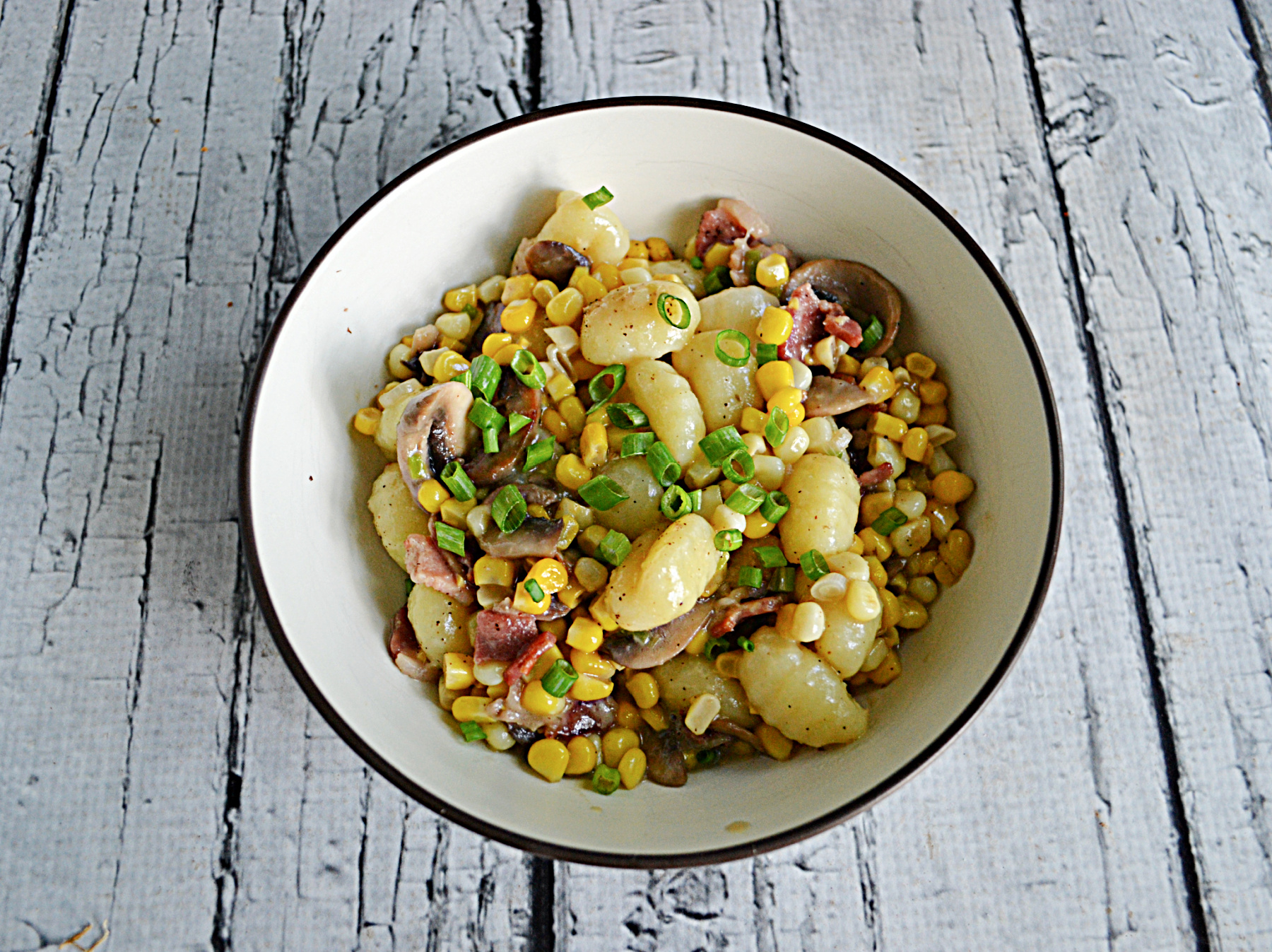 Gnocchi with Corn, Mushrooms, and Bacon