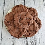 A plate piled high with brownie batter cookies.